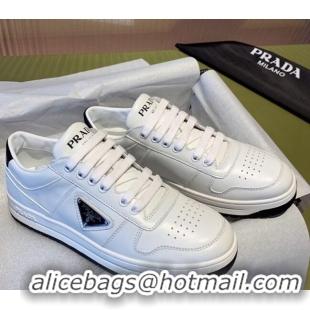 Classic Prada District Leather Sneakers 121819 White