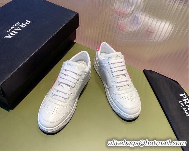 Top Grade Prada District Leather Sneakers 121819 White/Red