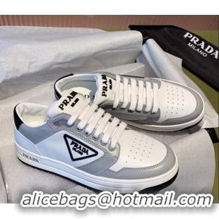 Good Looking Prada District Leather Sneakers 121819 White/Grey