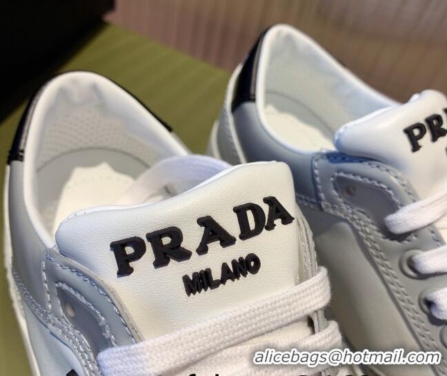 Good Looking Prada District Leather Sneakers 121819 White/Grey