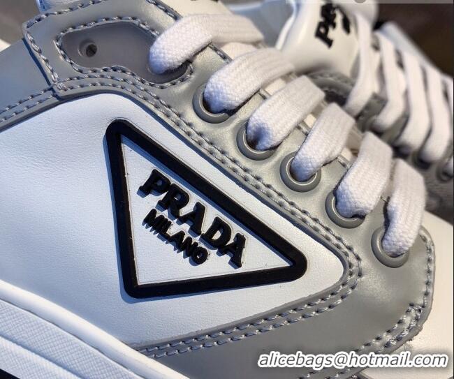 Good Looking Prada District Leather Sneakers 121819 White/Grey