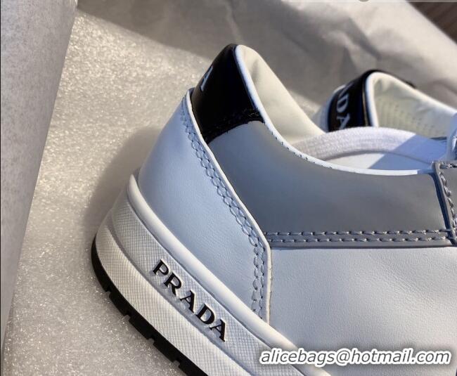 Good Looking Prada District Leather Sneakers 121819 White/Grey