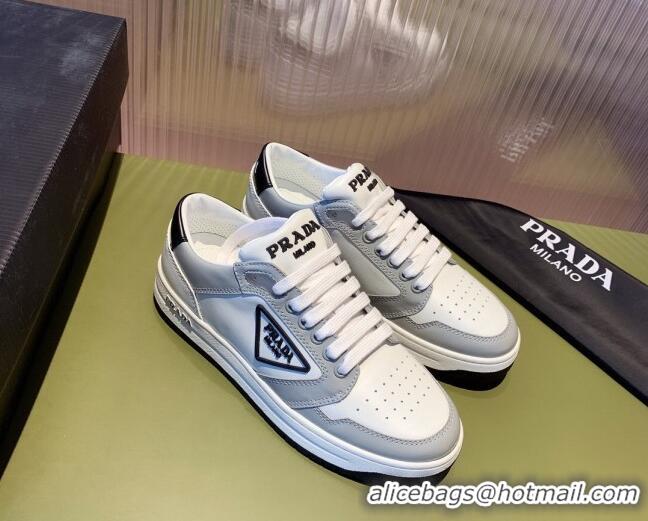 Good Looking Prada District Leather Sneakers 121819 White/Grey