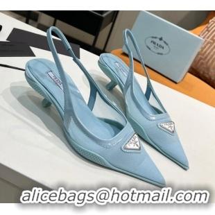 Charming Prada Mesh Slingback Pumps 3cm 011358 Blue