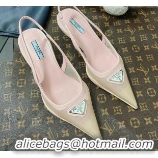 Popular Style Prada Mesh Slingback Pumps 3cm 011359 Pink