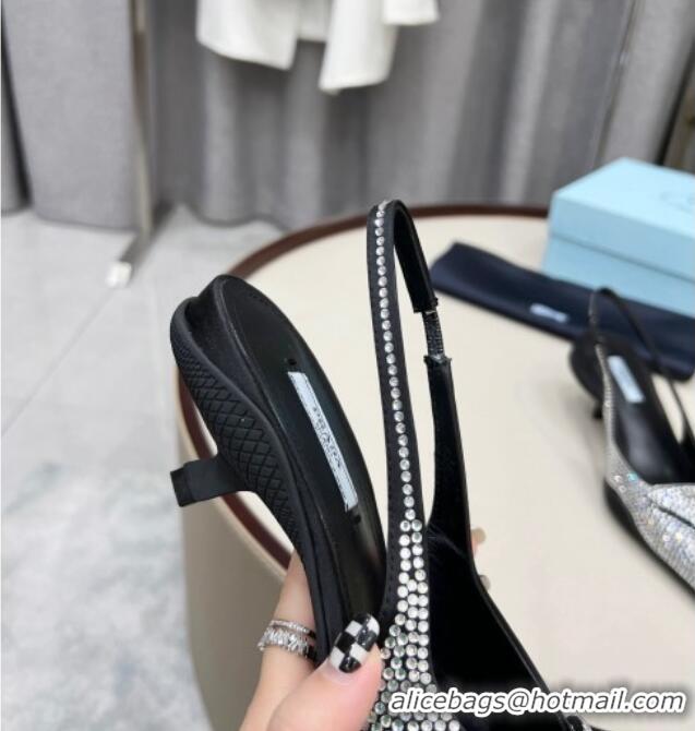 Purchase Prada Crystal Slingback Pumps 3cm 011368 Silver/Black