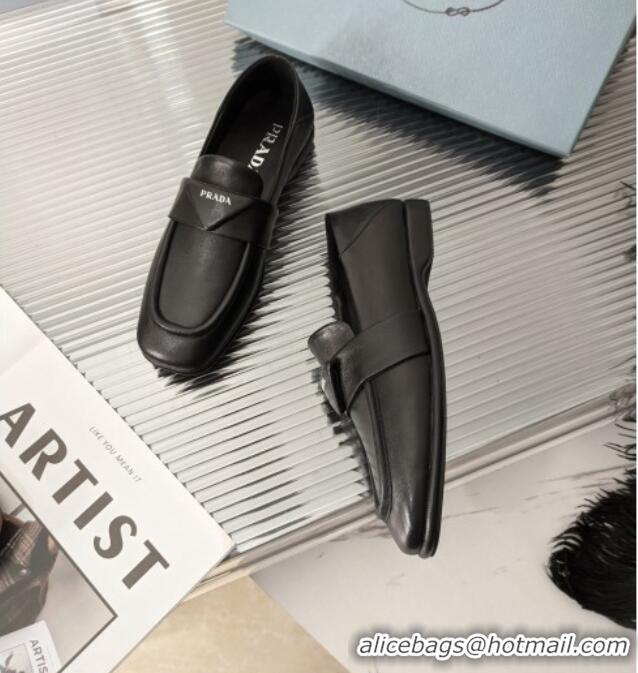 Classic Hot Prada Soft Lambskin Flat Loafers 011375 Black