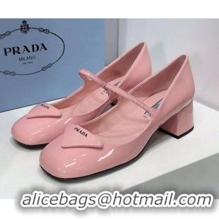 Super Quality Prada Patent Leather Mary Janes Pumps 5cm 011378 Pink