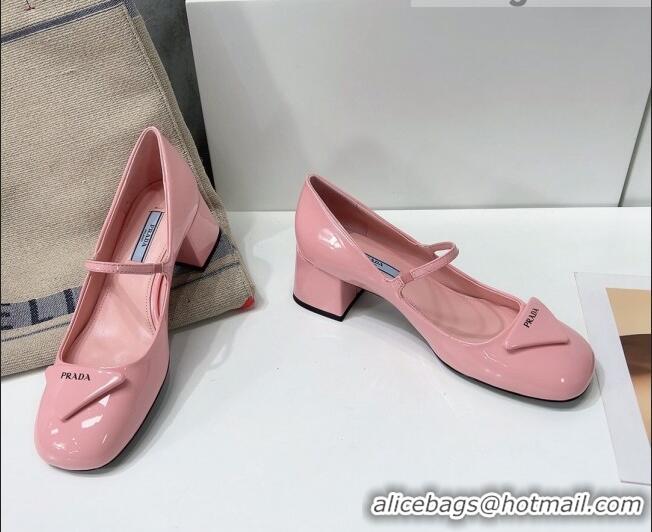 Super Quality Prada Patent Leather Mary Janes Pumps 5cm 011378 Pink