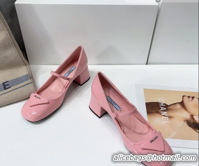 Super Quality Prada Patent Leather Mary Janes Pumps 5cm 011378 Pink