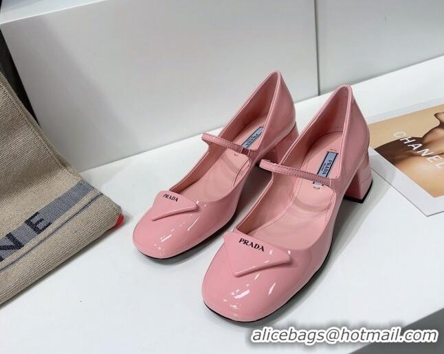 Super Quality Prada Patent Leather Mary Janes Pumps 5cm 011378 Pink