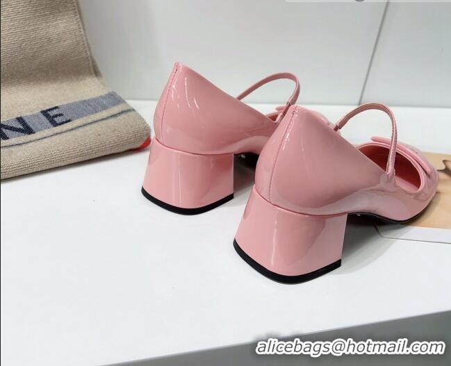 Super Quality Prada Patent Leather Mary Janes Pumps 5cm 011378 Pink