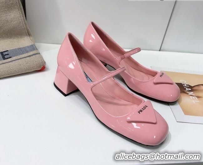 Super Quality Prada Patent Leather Mary Janes Pumps 5cm 011378 Pink