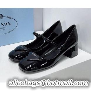 Top Quality Prada Patent Leather Mary Janes Pumps 5cm 011378 Black