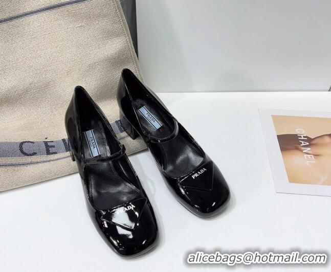 Top Quality Prada Patent Leather Mary Janes Pumps 5cm 011378 Black