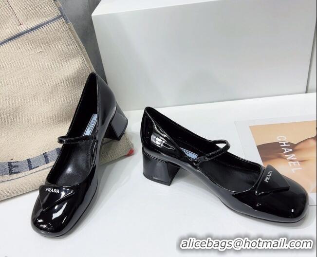 Top Quality Prada Patent Leather Mary Janes Pumps 5cm 011378 Black