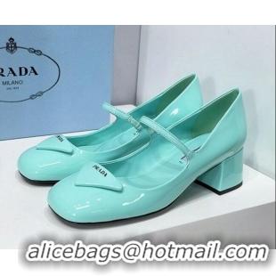 Trendy Design Prada Patent Leather Mary Janes Pumps 5cm 011378 Blue