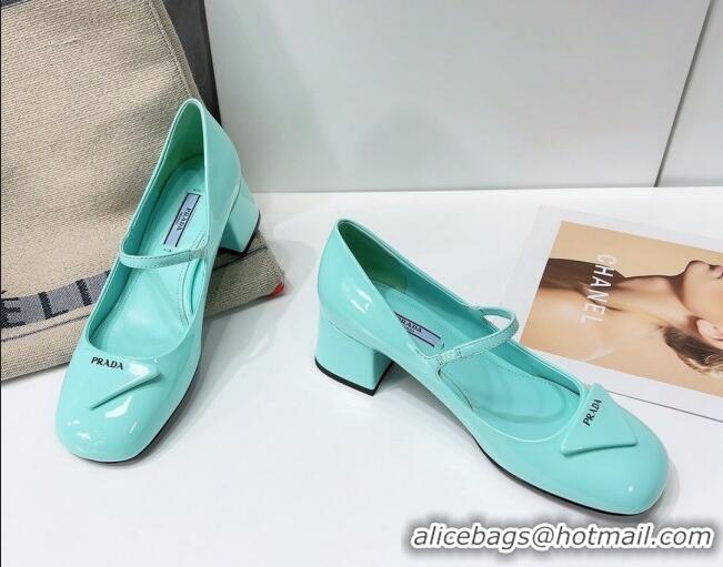 Trendy Design Prada Patent Leather Mary Janes Pumps 5cm 011378 Blue