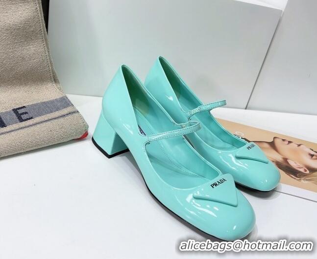 Trendy Design Prada Patent Leather Mary Janes Pumps 5cm 011378 Blue