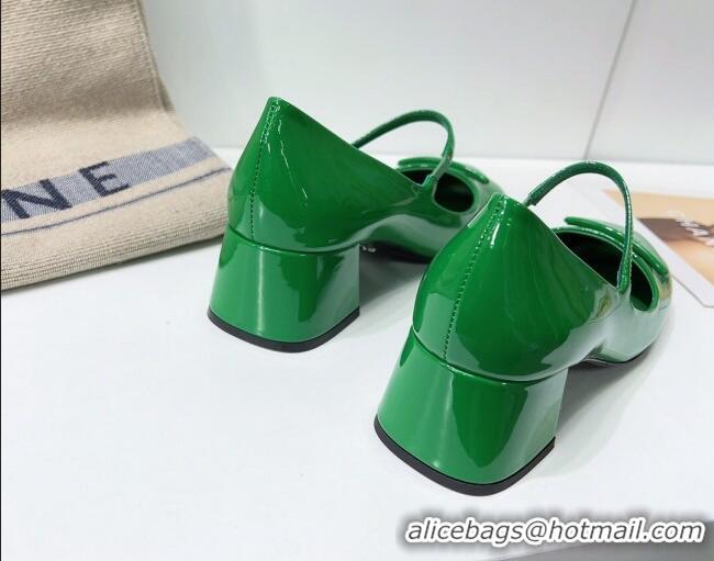 Low Cost Prada Patent Leather Mary Janes Pumps 5cm 011378 Green