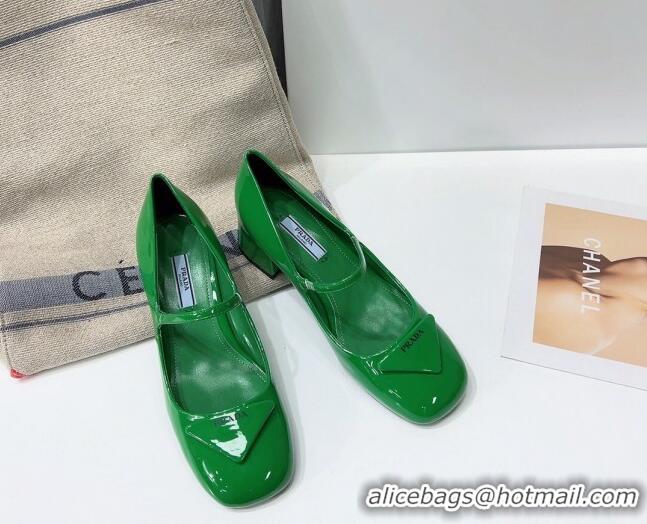 Low Cost Prada Patent Leather Mary Janes Pumps 5cm 011378 Green