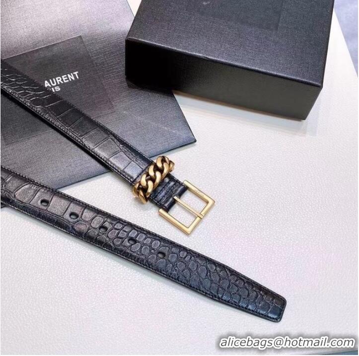 Luxury Discount YSL Leather 30MM BELT 0235