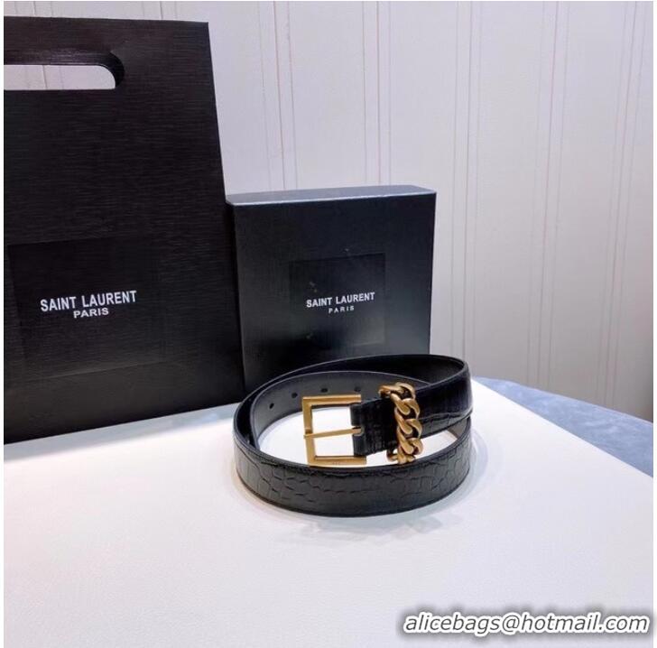 Luxury Discount YSL Leather 30MM BELT 0235