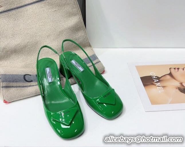 Good Product Prada Patent Leather Sling-back Pumps 011386 Green