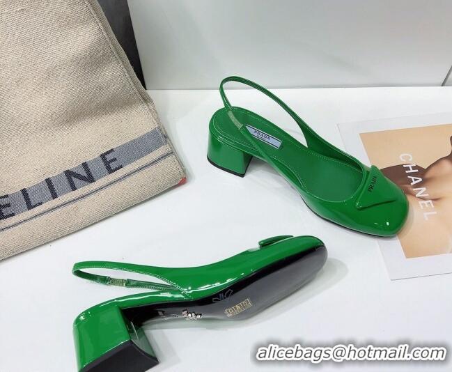 Good Product Prada Patent Leather Sling-back Pumps 011386 Green