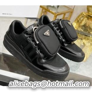 Best Product Prada x Adidas Silky Calfskin Sneakers with Pouch 011388 Black