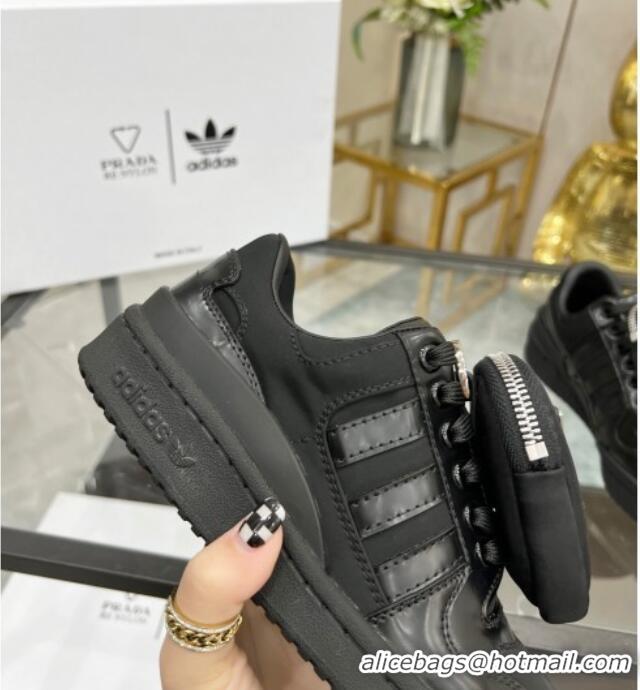 Best Product Prada x Adidas Silky Calfskin Sneakers with Pouch 011388 Black