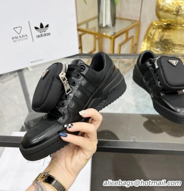 Best Product Prada x Adidas Silky Calfskin Sneakers with Pouch 011388 Black