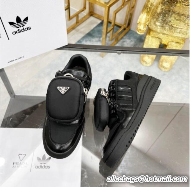 Best Product Prada x Adidas Silky Calfskin Sneakers with Pouch 011388 Black