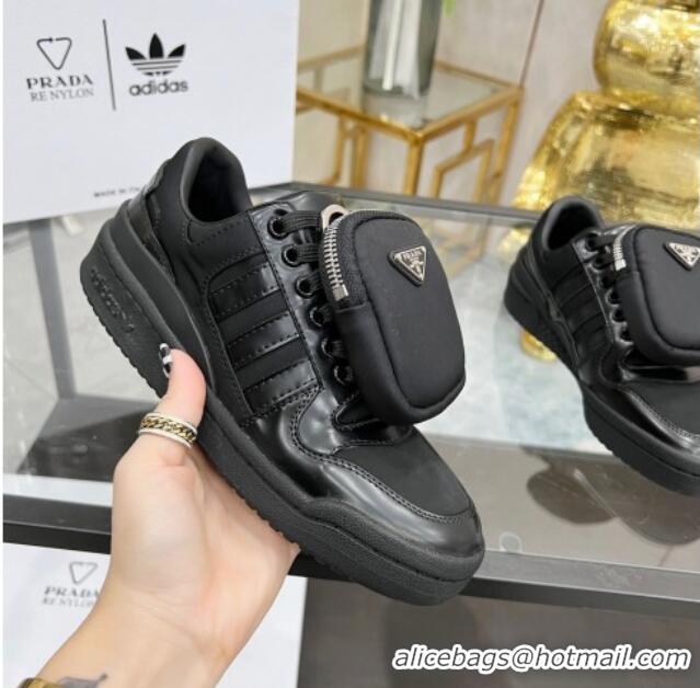 Best Product Prada x Adidas Silky Calfskin Sneakers with Pouch 011388 Black