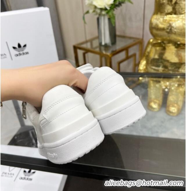 Unique Style Prada x Adidas Silky Calfskin Sneakers with Pouch 011388 White