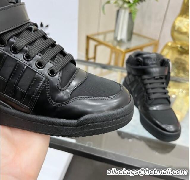 Good Looking Prada x Adidas Silky Calfskin High-top Sneakers with Pouch 011391 Black