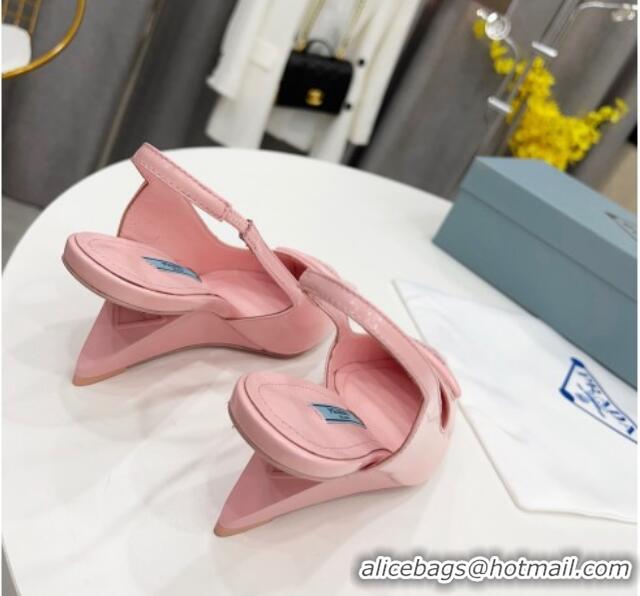 Top Quality Prada Brush Leather Slingback Pumps 6.5cm Pink 011404