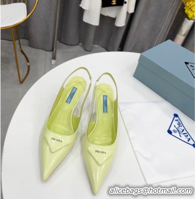 Top Grade Prada Brush Leather Slingback Pumps 6.5cm Yellow 011407