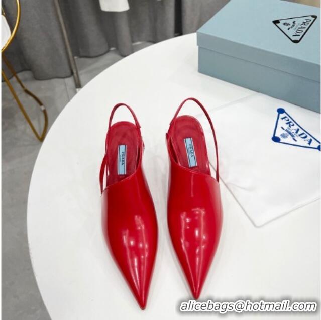 Good Quality Prada Brush Leather Slingback Pumps 6.5cm 011413