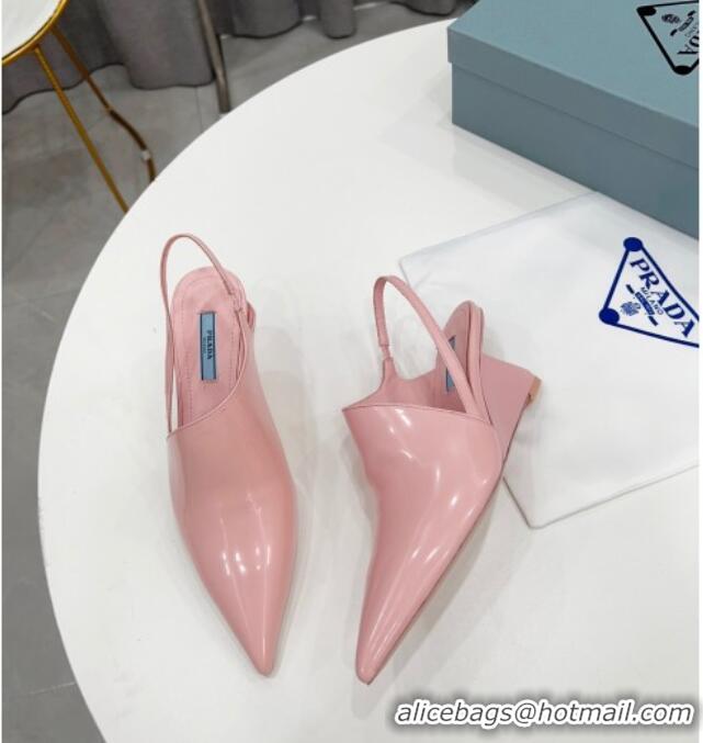 Best Product Prada Brush Leather Slingback Pumps 6.5cm Pink 011414