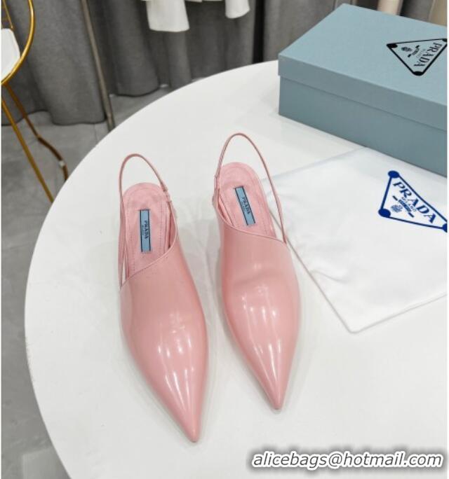 Best Product Prada Brush Leather Slingback Pumps 6.5cm Pink 011414