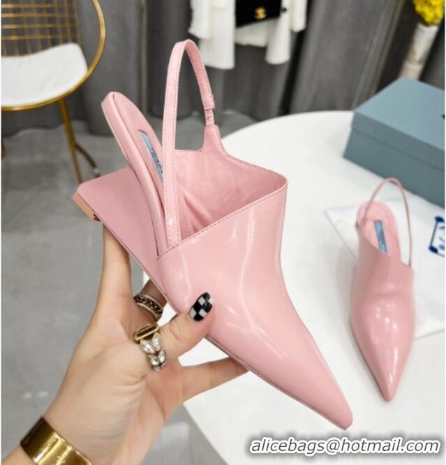 Best Product Prada Brush Leather Slingback Pumps 6.5cm Pink 011414