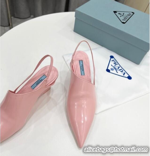 Best Product Prada Brush Leather Slingback Pumps 6.5cm Pink 011414