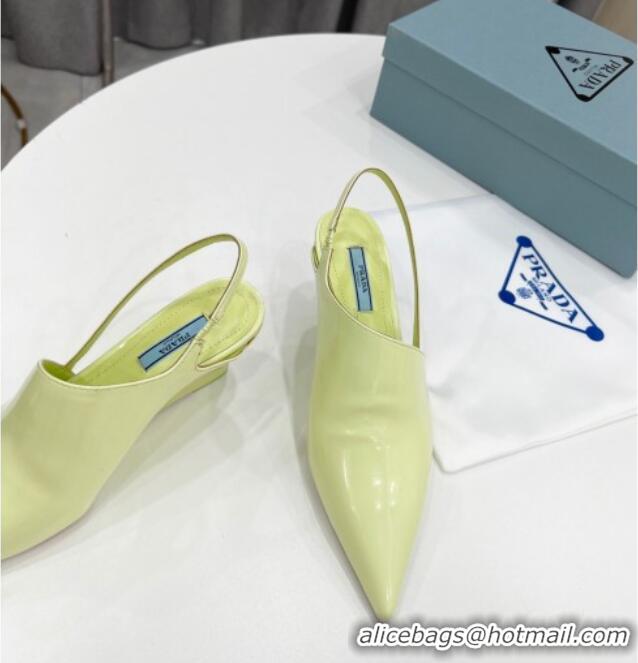 Sumptuous Prada Brush Leather Slingback Pumps 6.5cm Yellow 011420