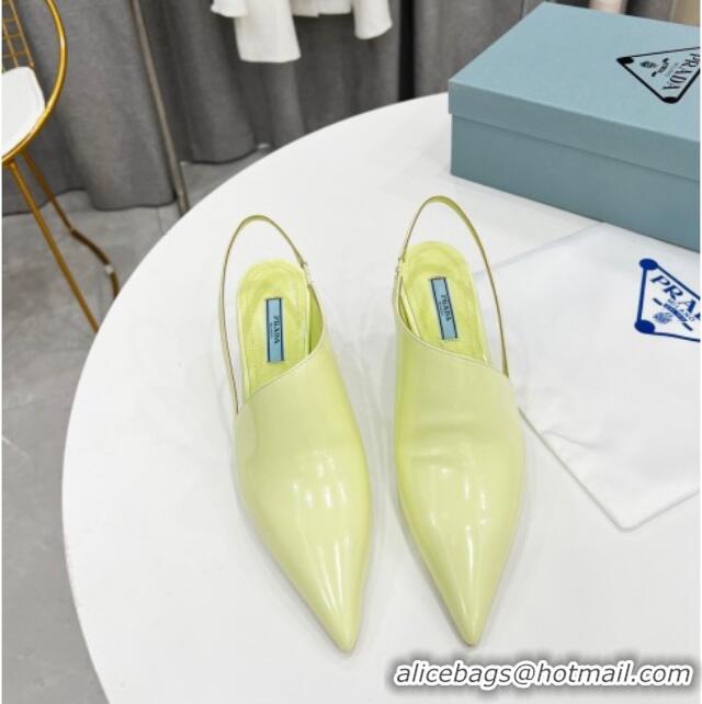 Sumptuous Prada Brush Leather Slingback Pumps 6.5cm Yellow 011420