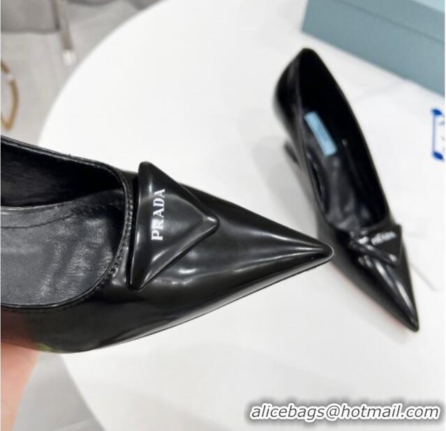 Crafted Prada Brush Leather Pumps 6.5cm Black 011421