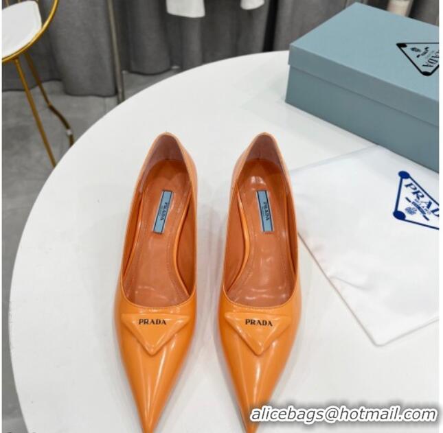 Stylish Prada Brush Leather Pumps 6.5cm Orange 011422