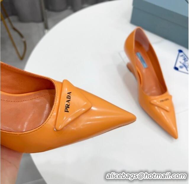 Stylish Prada Brush Leather Pumps 6.5cm Orange 011422