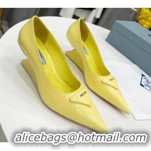 Perfect Prada Brush Leather Pumps 6.5cm Yellow 011424