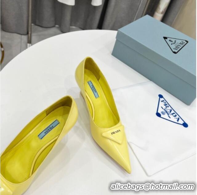 Perfect Prada Brush Leather Pumps 6.5cm Yellow 011424